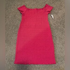 Gap NEW smocked dress Large pink casual office stretch women’s pullover‎ bodycon